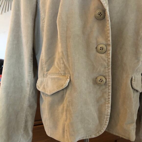 Vintage Y2K Tan Corduroy Blazer Jacket 98% Cotton Soft Tailored Fit 2000s - Picture 3 of 10